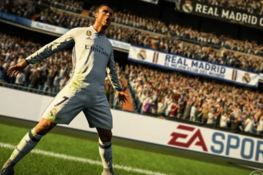 Ronaldo celebrating a goal in FIFA 18 Game on AAE